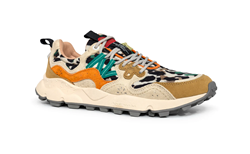 YAMANO 3 WMN Sneakers in suede nylon camo zucca yellow orange